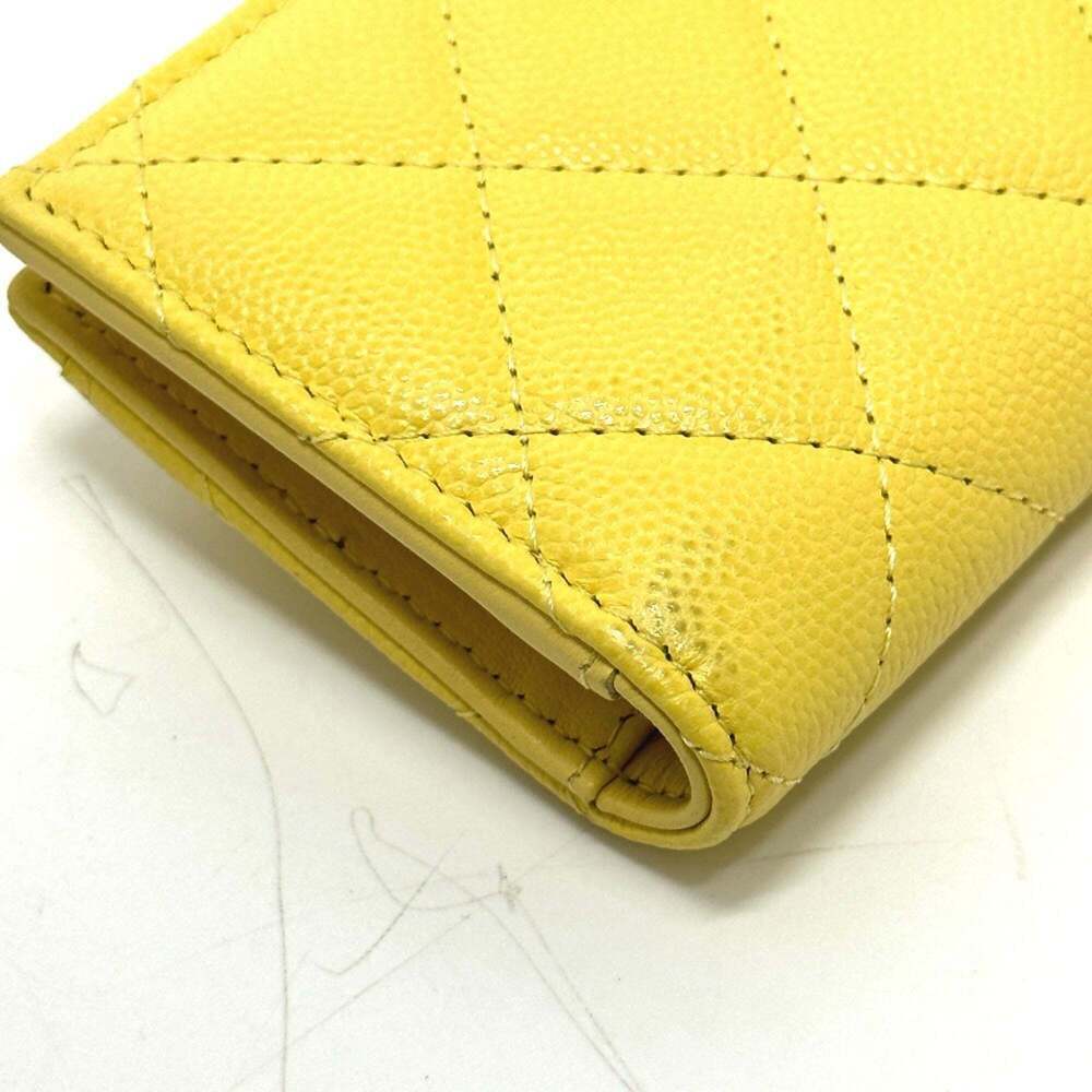CHANEL Yellow Caviar Leather Logo Wallet - Picture 7 of 16